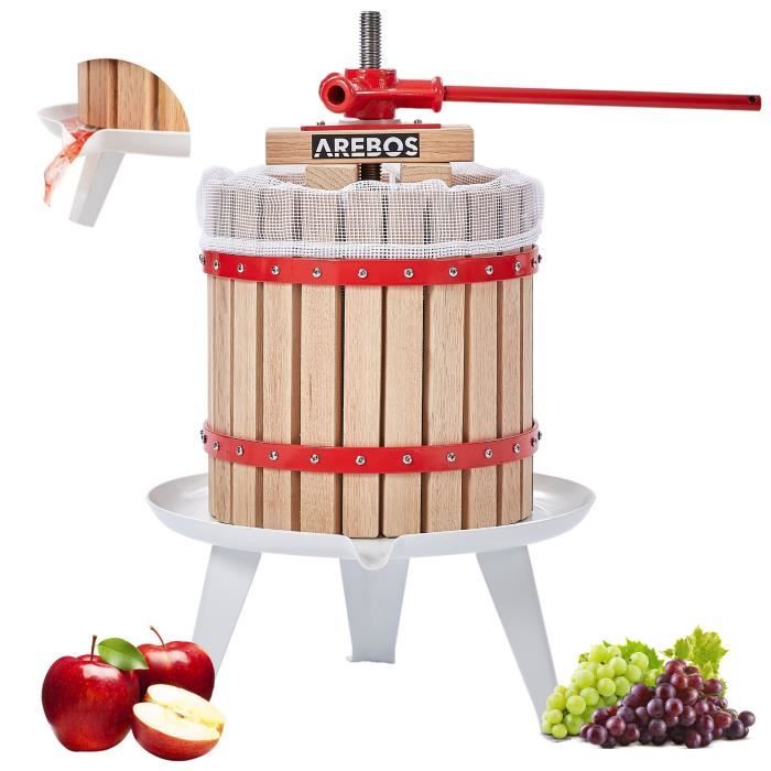 Presse-fruits Manuel En Chêne 6 Litres ROSEJANE – Pour Jus, Moût Et Vin Maison – Inclus Chiffon De Pressage Et Broche En Fonte - 3
