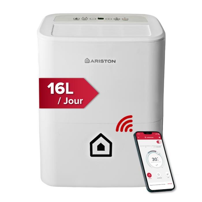 Ariston Deos 16S NET WiFi Déshumidificateur Portable Haut de gamme avec Réservoir Contrôle Électronique du niveau dHumidité Silencieux - vue 9