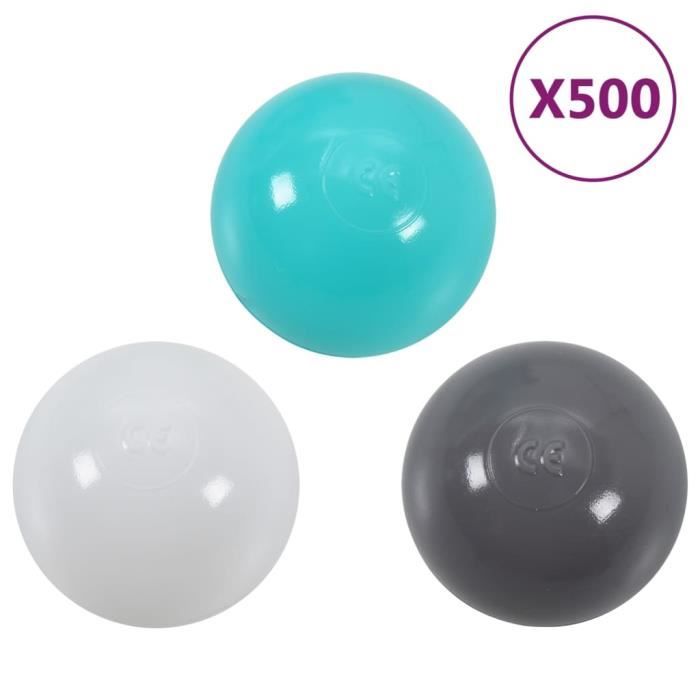 Balles de jeu pour piscine de b?�b?� ASHATA - Blanc, gris et vert menthe - 500 pcs - Diam?�tre 6 cm 