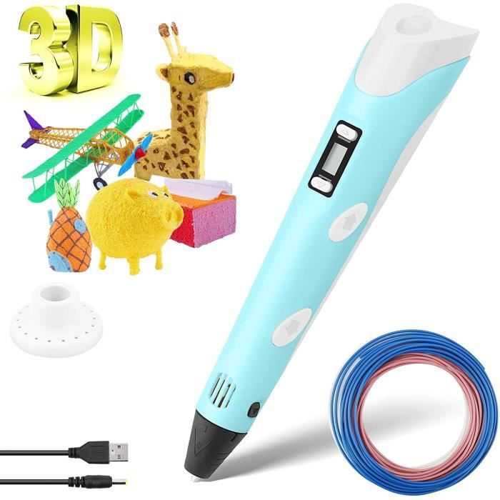 Imprimante 3D GENERIQUE Stylo 3D d'impression avec Ecran LCD pour  Enfant et Adulte – 12 filaments multicolores PLA - Blanc et Noir