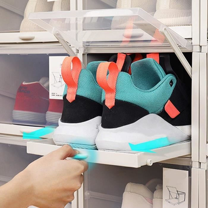 Lot De 2 Étageres à Chaussures Enfant En Acrylique - 4 Compartiments, Organisateur Pour Placard Ou Entrée - Transparent