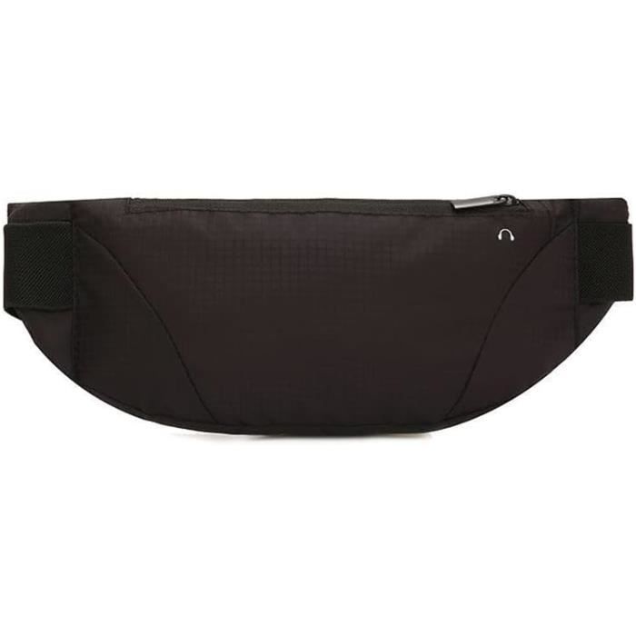 Ceinture Porte-monnaie Cachée OIGWBPH - 2 Pièces Noires - Sac De Taille Antivol étanche - Pour Voyage Et Sport