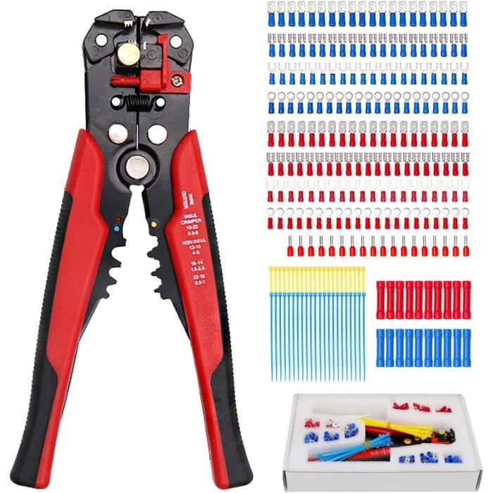 Lot De 2 Pinces : Pince à Dénuder Multifonction 10-24 AWG Et Pince Coupante Diagonale 20-10 AWG - Pour électricien, Bricolage