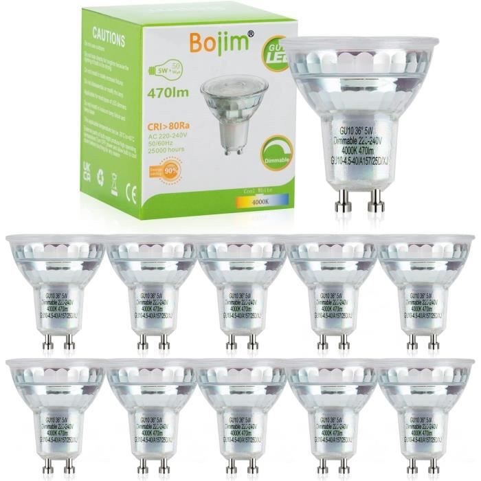 Ampoules Led Gu10 Dimmable, 5W Équivaut À 50W Ampoule Halogène, Spot