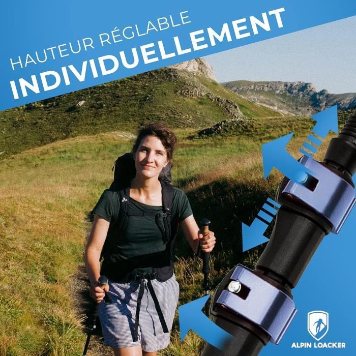 ALPIN LOACKER Bâton de Marche Télescopique Retractable + Sac