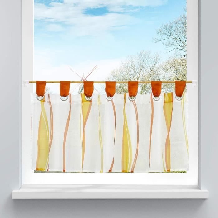 Rideau Brise-bise Dentelle Fleurie - Style Campagne - 70x100 Cm - Living123 - Gamm Vert