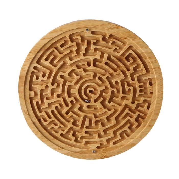 Aceirropy Labyrinthe En Bois – Plateau Rond 18 Cm Avec Deux Billes Métalliques, Jeu De Patience Et De Logique Pour Tout âge
