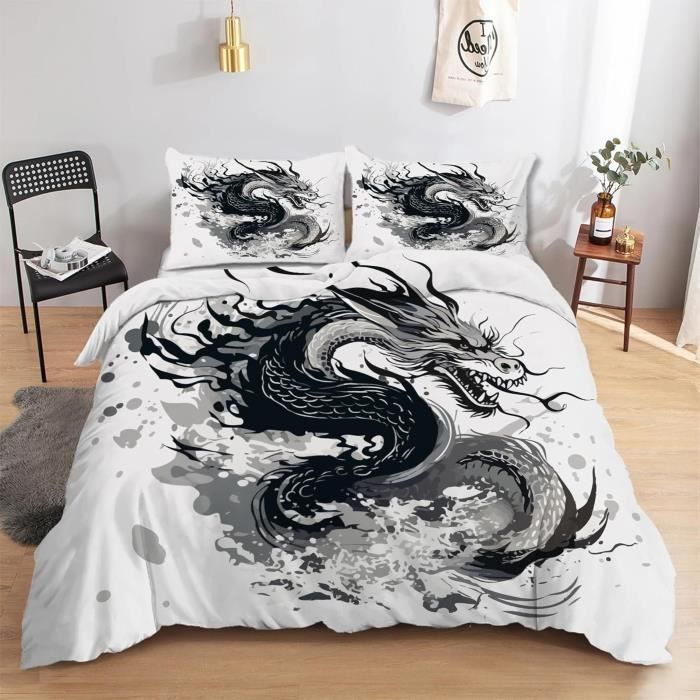 ZHWJWJXJJ-Housse De Couette 220x240cm Renard Parure De Lit Dessin Animé 3 Pièces Microfibre Et 2