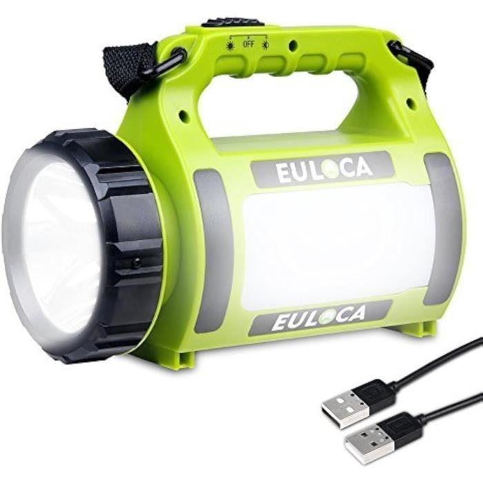 EULOCA Lanterne LED Rechargeable Dimmable Lampe Torche pour Eclairage Extéieur