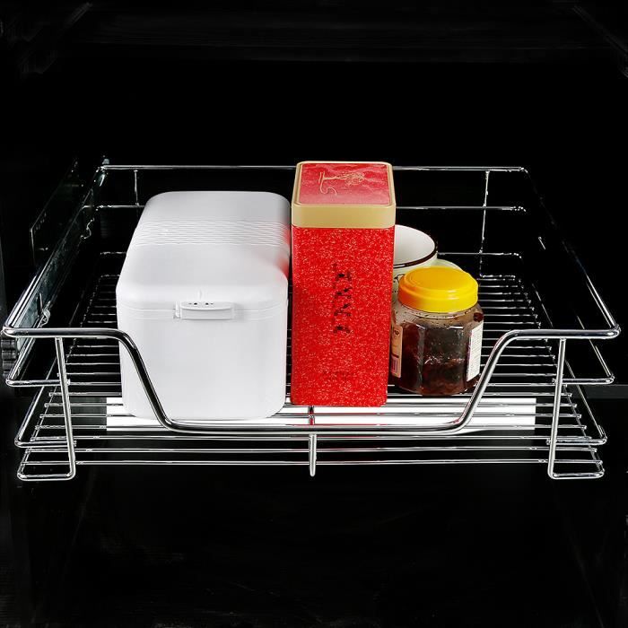 Etagère de Cuisine Tiroir télescopique - INOX - Treillis métallique en acier chromé - 44x57x14cm