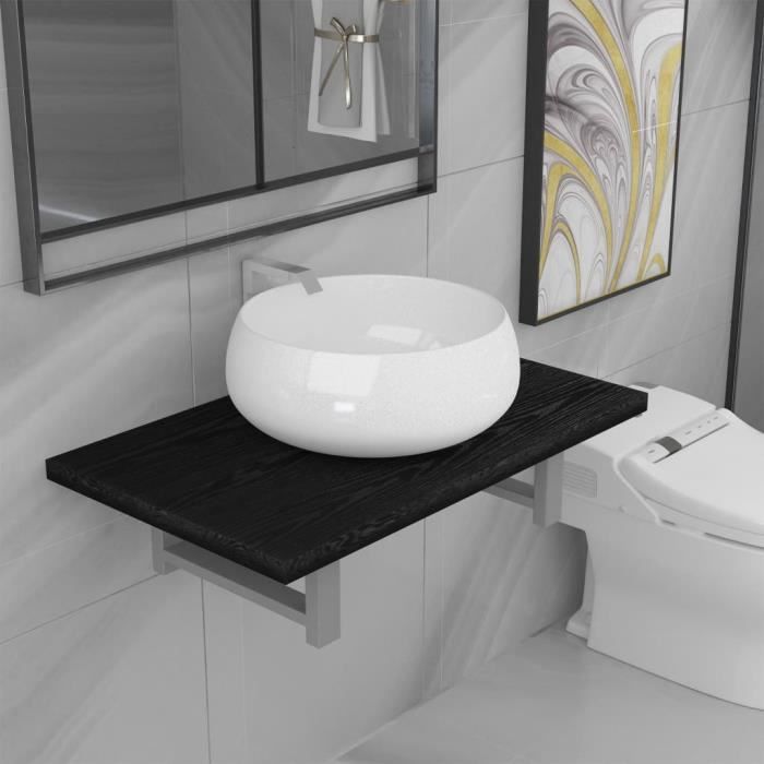 Economique Meuble De Salle De Bain En Deux Pieces Ceramique Noir