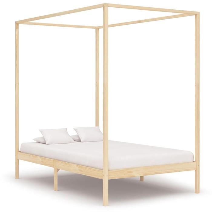 pop - market cadre de lit à baldaquin bois de pin massif 120 x 200 cm,haut de gamme®vnypkx®
