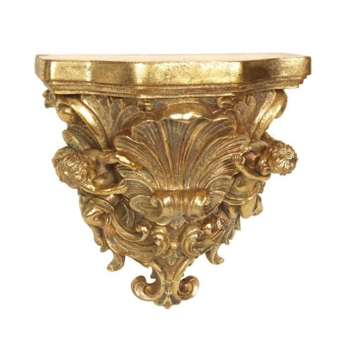 Ancienne Console d'Applique En Plâtre Polychrome Support Sta