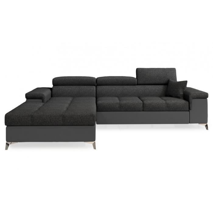 canape d angle convertible design ricardo droit tissu gris pu gris cdiscount maison