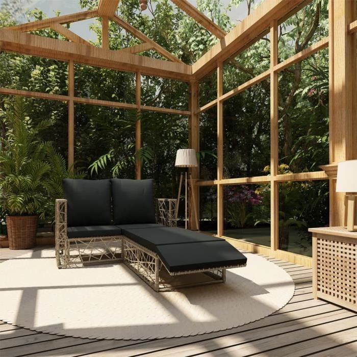 Salon Bas Terrasse - MEUBLE de jardin 2 pcs avec coussins Résine tressée Gris - 123 x 65 x 72 cm