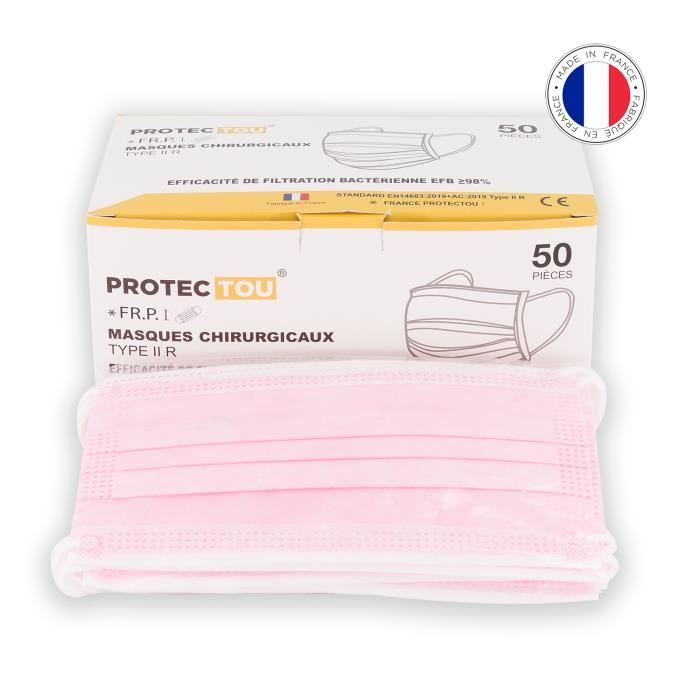 Masque Adulte Noir-Fabriqué en France boîte de masque de TYPE IIR 