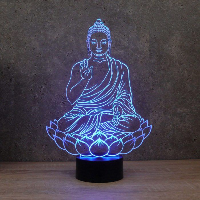 Lampe 3D Bouddha fleur de lotus – LED – Idée Cadeau – Fabriquée en France