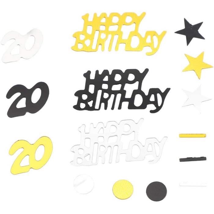 Confettis Anniversaire 25 Ans – 15g Or Noir Argent – Décoration De Table Pour Femme/Homme, Formes Variées