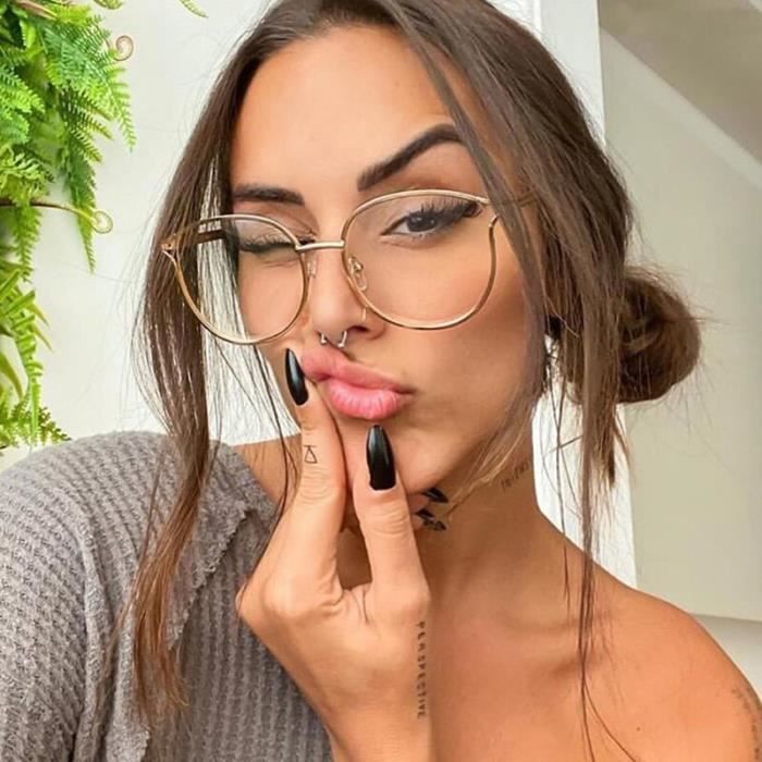 Lunettes il de chat pour femmes monture de marque demi m tal