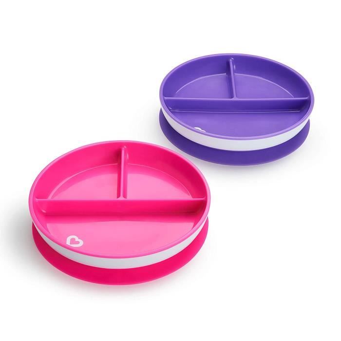 Assiettes à Ventouse Divisées Pour Bébé Munchkin (2 Pièces) - Bleu/vert - Antidérapantes, Compatibles Lave-vaisselle