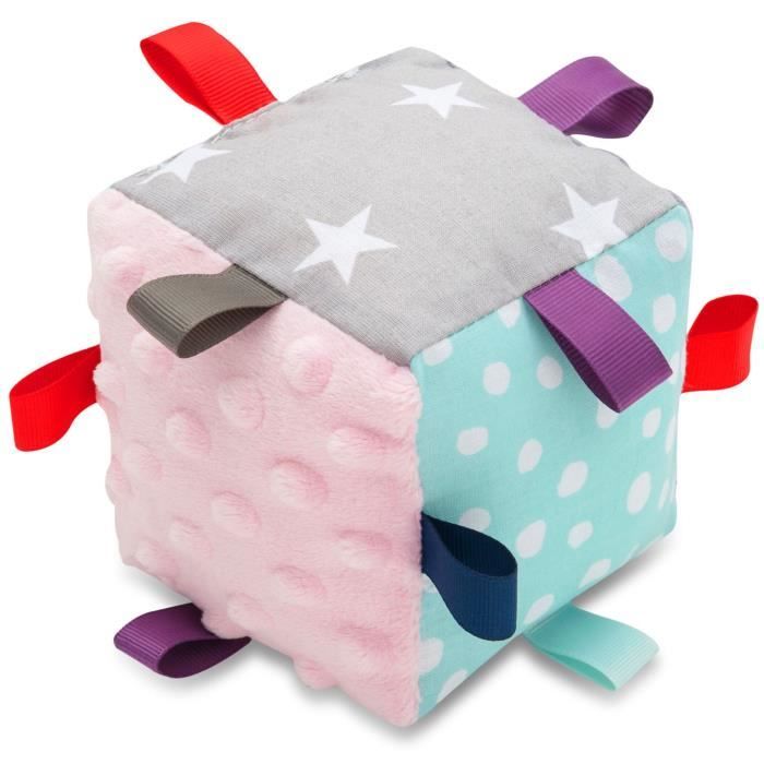 Lajlo Sensocube Cube Sensoriel Des La Naissance Developpe Les Sens De Bebe Tissus Oeko Tex Fait Main Lavable Gris Rose Cdiscount Puericulture Eveil Bebe