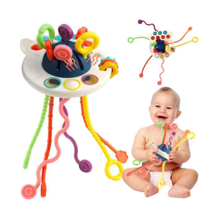 Jouets Montessori pour Bébés 6 12 18 Mois, Jouet d'activité en Silicone à  Cordon