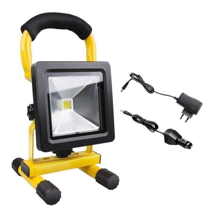 20 W LED Projecteur de travail portable site Batterie Rechargeable IP65 Jardin Camping