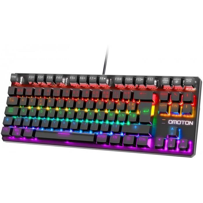 Clavier Mécanique Gamer Azerty Omoton, Clavier Mécanique Gamer Tkl  Rétroéclairé Rgb-Led, Clavier Gaming Pour Ps4, Pc, Ordinateur, Bl -  Cdiscount Informatique
