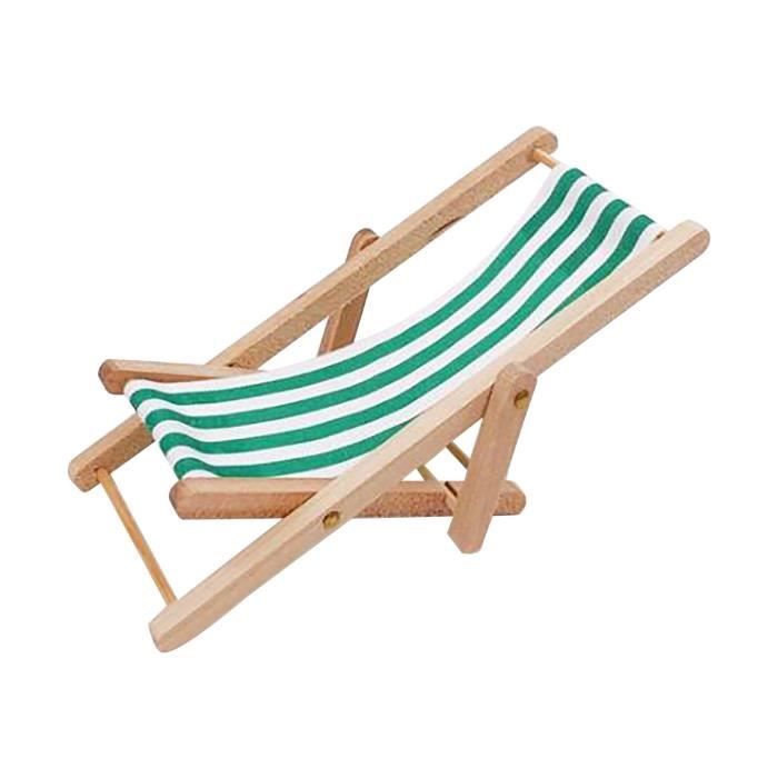 Set Mini Chaise De Plage Et Meubles En Bois Pour Maison De Poupée - Accessoires Miniatures Pliants Rouge