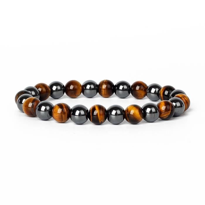 Bracelet Homme En Hématite Naturelle - Élastique Élégant Pour Tenue Formelle Ou Décontractée - Cadeau Anniversaire