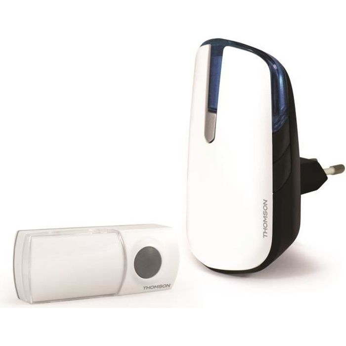 THOMSON Carillon sans fil à brancher avec bouton 150 m blanc