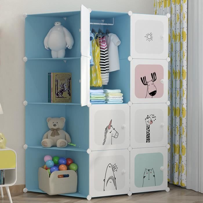 Armoire Chambre Meuble Rangement Enfant 8 Porte 1 Penderie Armoire Plastique Cartoon 111x47x147cm Bleu Avec Etagere D Angle Achat Vente Armoire De Chambre Armoire Chambre Meuble Soldes Sur Cdiscount Des Le 20 Janvier Cdiscount
