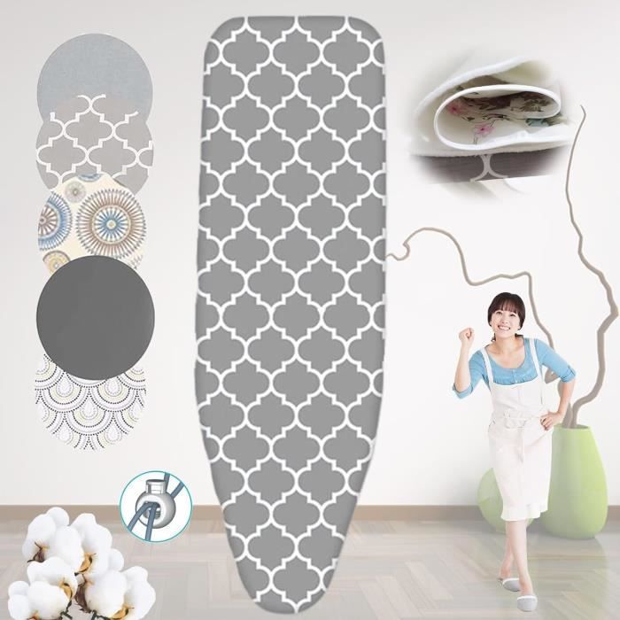 Highdi Housse Table à Repasser Élastique 140x50cm, Housse de Table à Repasser Rembourrée Contre la Chaleur, Motif Marbre Housse de Repassage avec Tissu de Protection (Multicolore,140x50cm
