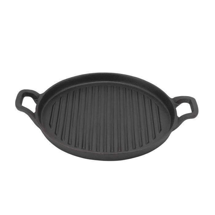 Poêle En Fonte 26 Cm Avec Poignée En Bois - Antiadhésive Naturelle, Pour Gaz, Induction, Barbecue Et Camping