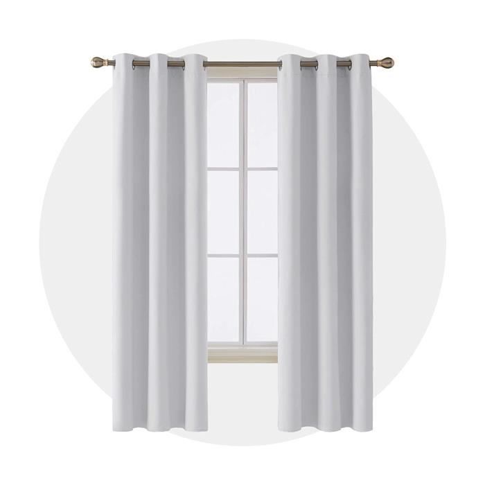 Deconovo Lot de 2 Rideaux à Oeillets Occultants Isolant Thermique Rideau Noir pour Chambre Enfant Garcon avec Revêtement Argenté 135x240cm 