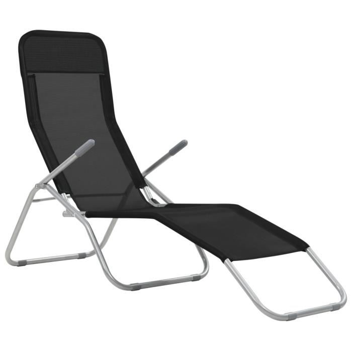 Chaises longues pliables 2 pcs Textilène Noir DIOCHE7298382360130