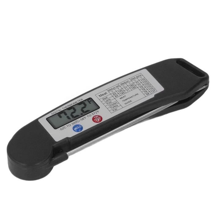 Thermomètre Alimentaire Numérique LCD Avec Sonde Pliable Cuisine Cuisson Barbecue Testeur De Température Orange