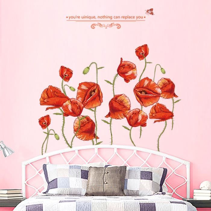 60*90 stickers muraux fleuris de grande taille décoration créative salon  chambre fond de mur