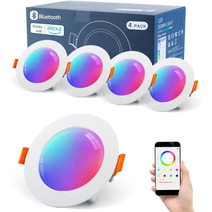 Spot Led Encastrable Couleur Alexa Connectée Bluetooth, Smart Rgb