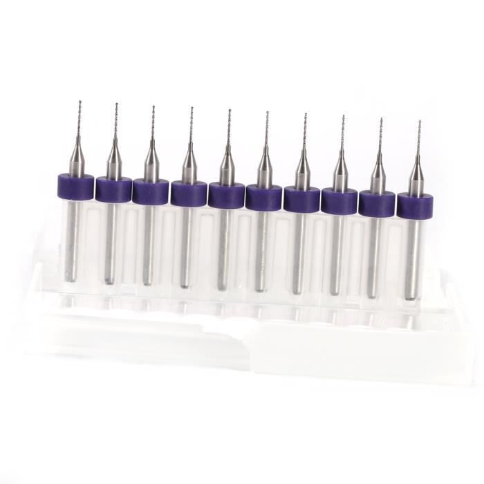 10 Micro Forets PCB QUARKZMAN Carbure Tungstène 0.6mm - Portée 1/8" Pour Circuits Imprimés, Bijoux, Plastique, Métaux Tendres
