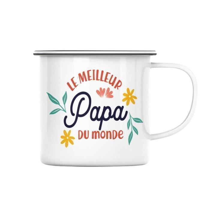 Mug en Métal Emaillé Le Meilleur Papa du Monde Père Famille Papa ...