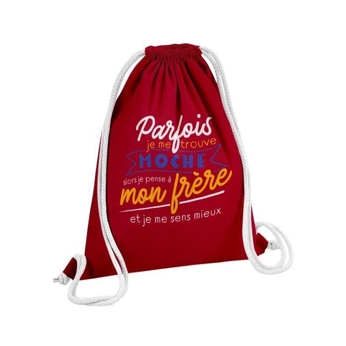 Sac de Gym en Coton Rouge Parfois je me trouve Moche Fr re 12