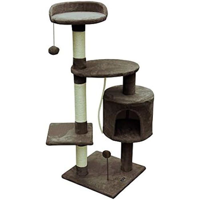 Meilleurs prix pour Grattoir/Centre de Jeux pour Chat - GLORIA - Volga - Marron - Peluche et Corde Sisal - Montage à faire soi-même