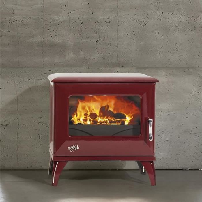 godin poele a bois fonte emaillee 6 5kw prune 388117prune cdiscount bricolage