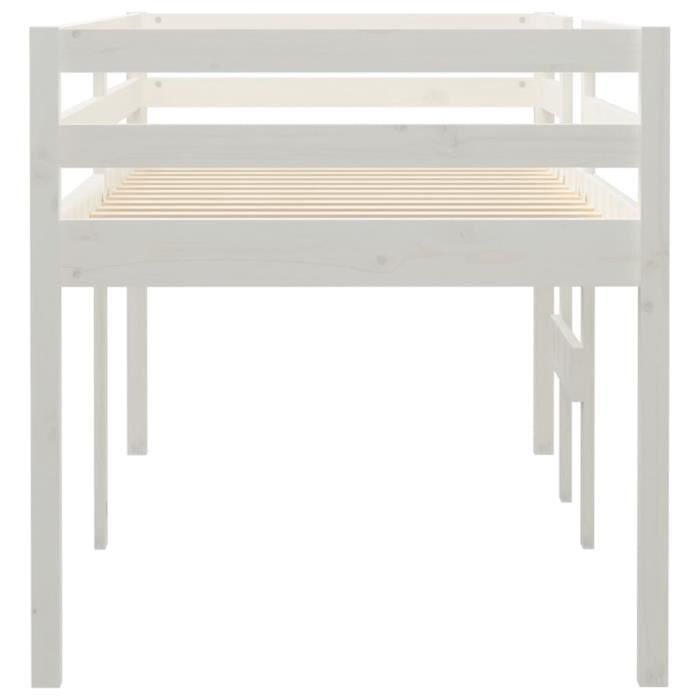Lit haut Blanc 90x200 cm Bois de pin massif - GOTOTOP - Contemporain - Design
