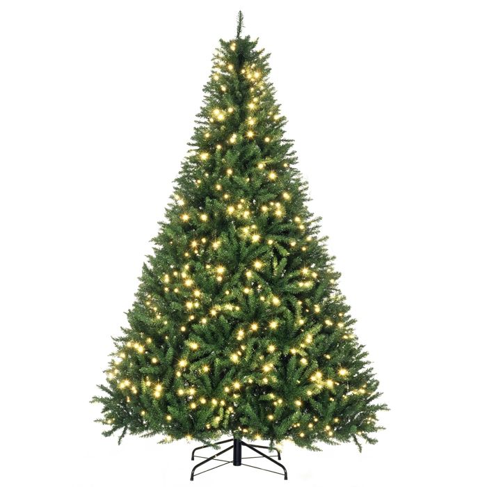 Sapin De Noel Artificiel Lumineux Led Blanc Chaud Support Pied O 127 X 200h Cm O 132 X 210h Cm Vert 132x132x210cm Dore Achat Vente Sapin Arbre