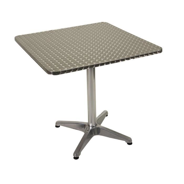 Table Bistrot Carree Alu 4 Pieds Fonte D Aluminium Plateau Inox