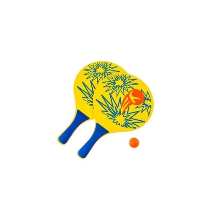 Set De 2 Raquettes De Plage En Bois Léger + 2 Balles Colorées – Jeu Estival Fun Pour Enfants Et Adultes à La Plage Ou Au Jardin