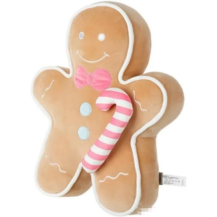 Lot De 2 Oreillers Peluche Bonhomme En Pain D’épice – 56 Cm, Avec Longue Jambe Et Casquette, Décoration De Noël