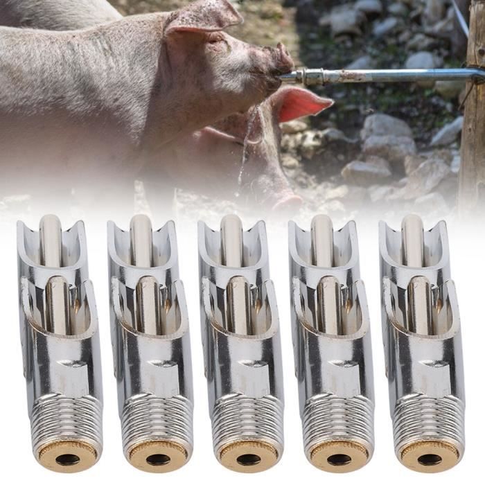 Abreuvoir Automatique Acier Inoxydable Pour Animaux - Valve En Cuivre Tactile - Pour Veaux, Chèvres, Moutons, Porcs - 9